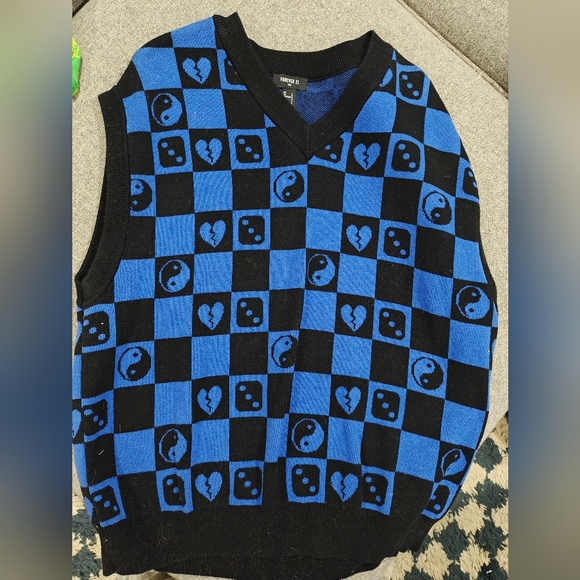 Blue and Black Checkered Sweater - Picture 1 of 1